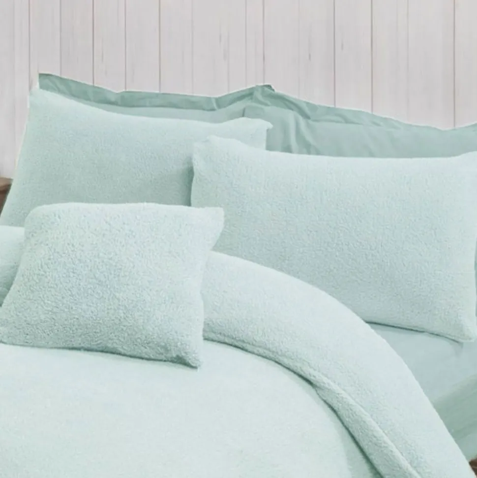 Teddy Pillow Case Pair Ice Blue