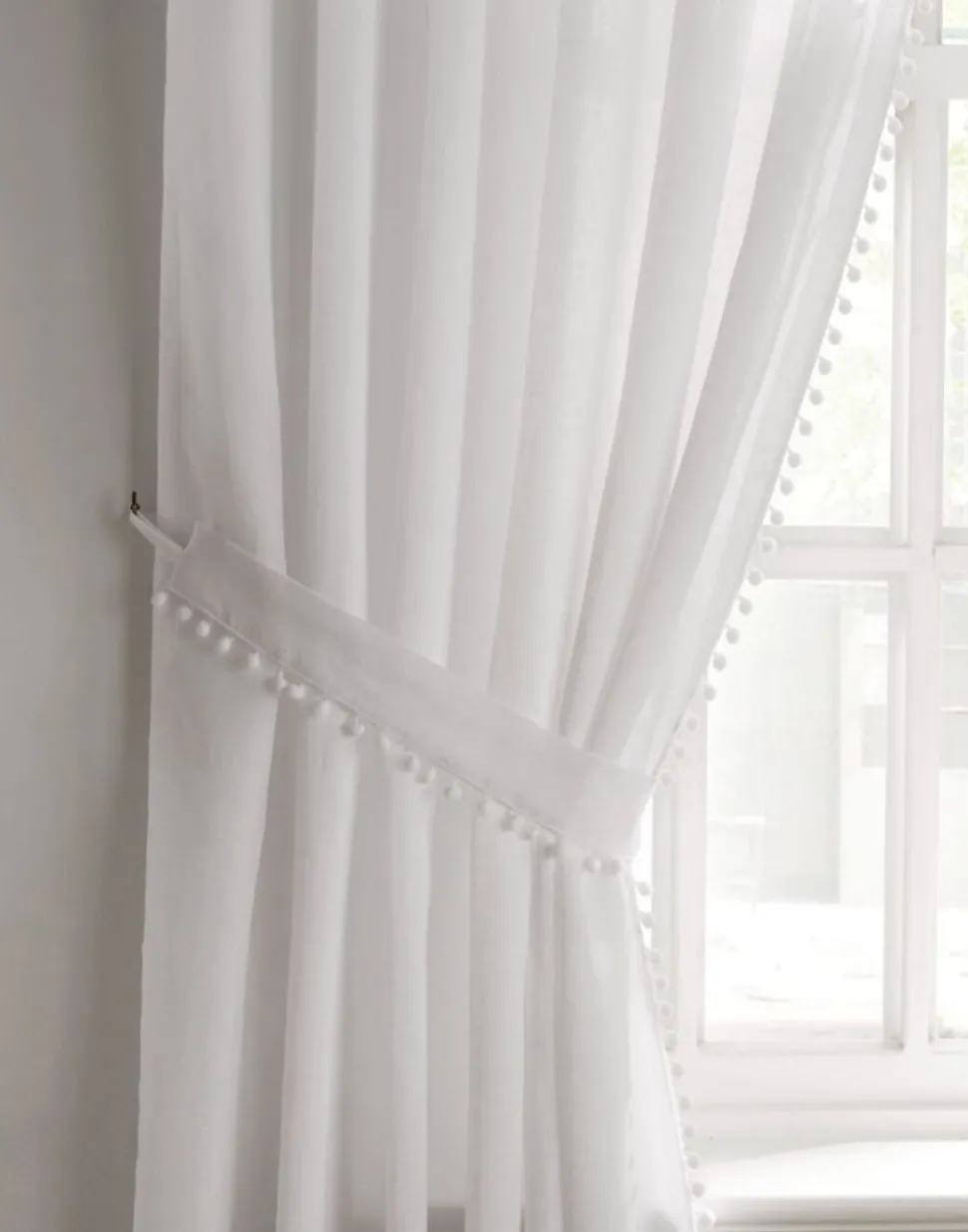 Tobago Lined Tape Top Curtain Pair White