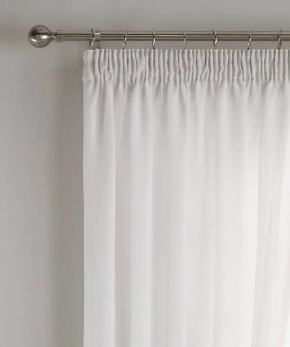 Tobago Lined Tape Top Curtain Pair White