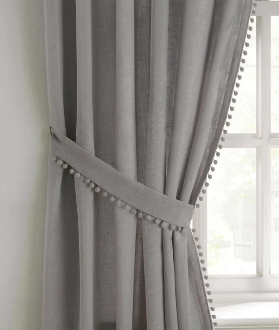 Tobago Lined Tape Top Curtain Pair Grey