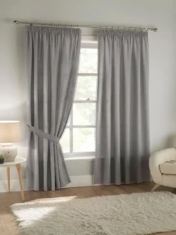 Tobago Lined Tape Top Curtain Pair Grey