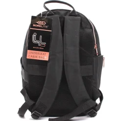 Travel Underseat Backpack Black with Rose Gold Trim