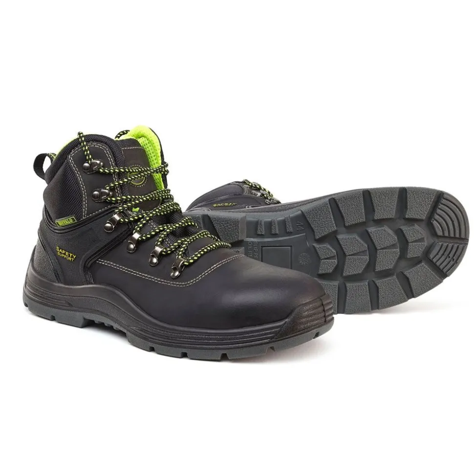 Ultra Lace Work Safety Boots Black & Green