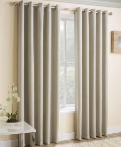 Vogue Woven Eyelet Curtains Cream by Enhanced Living