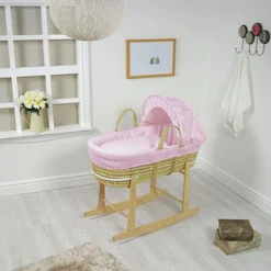 Waffle Palm Moses Basket Pink