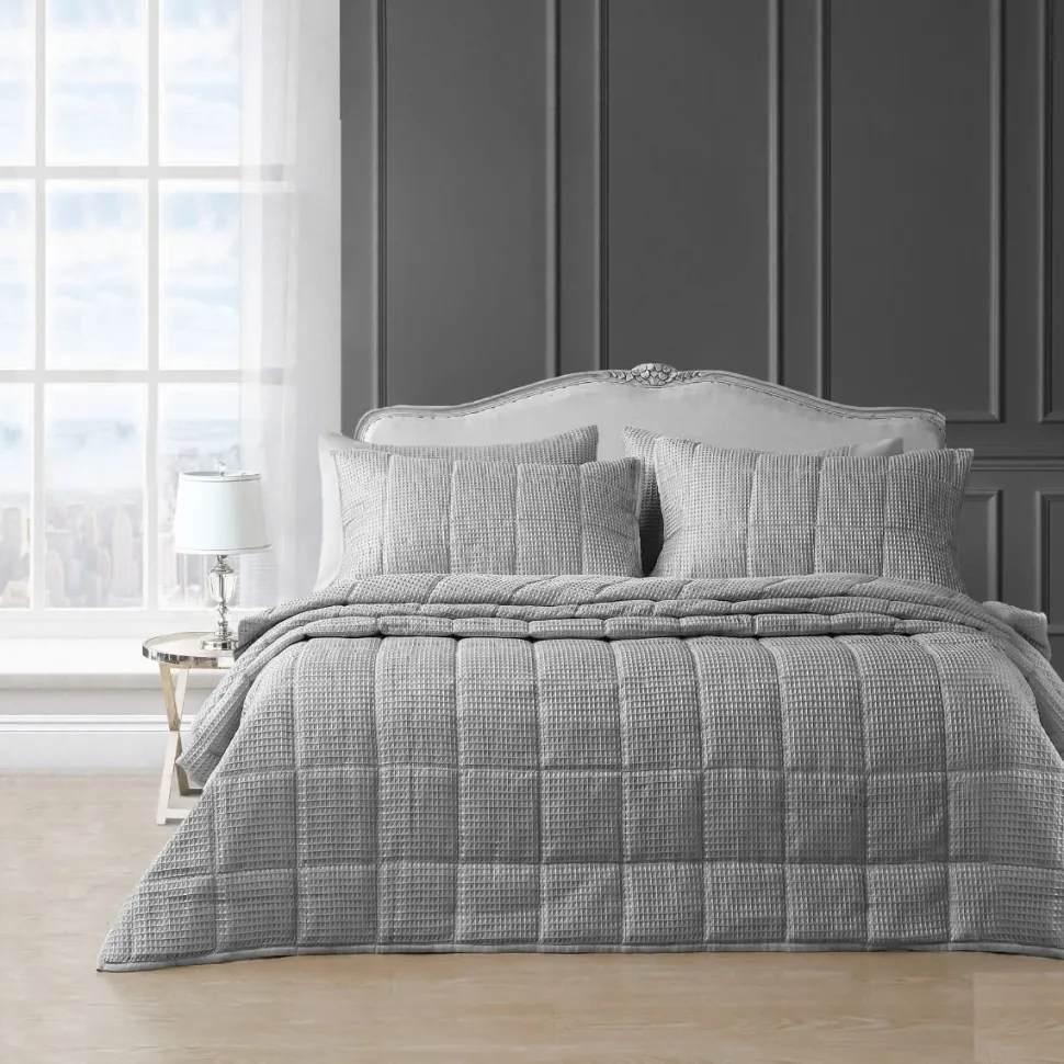 Waffle Weave Bedspread Set Silver by Velosso