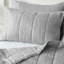 Waffle Weave Bedspread Set Silver by Velosso