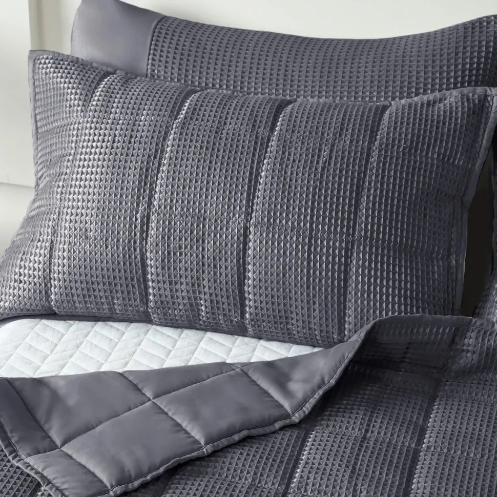 Waffle Weave Bedspread Set Charcoal by Velosso