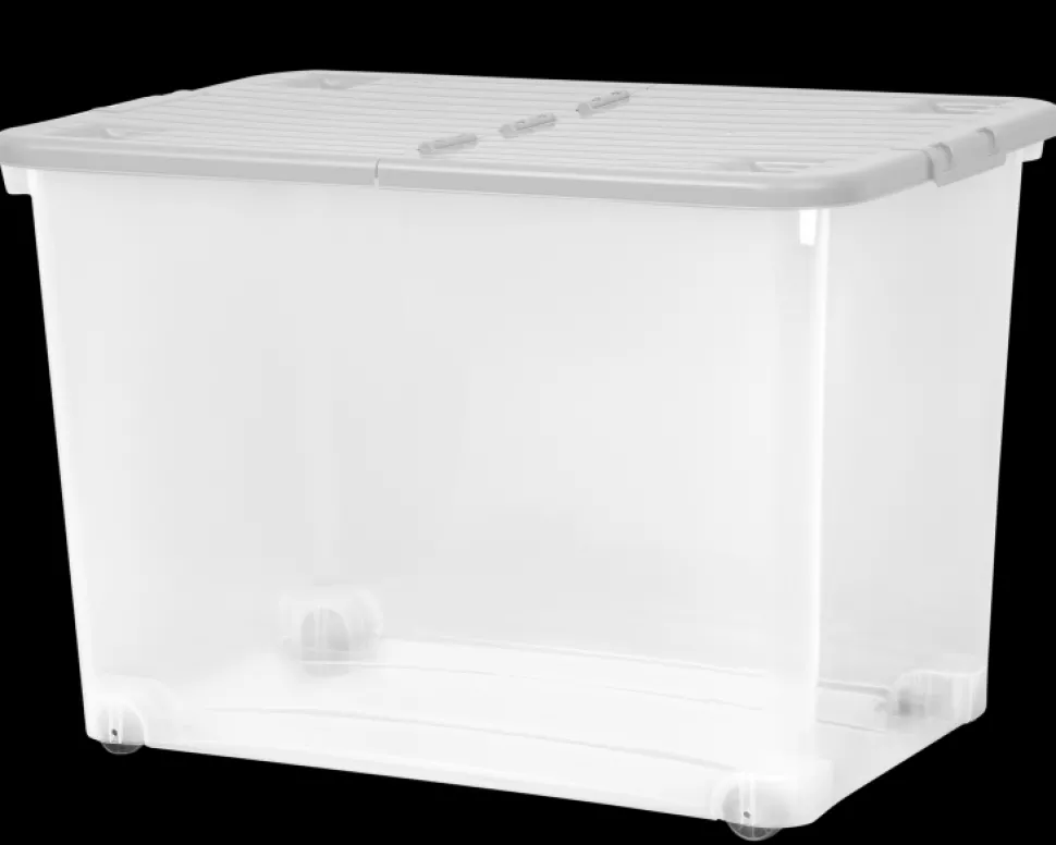 Wham 80 Litre Box with Wheels Clear