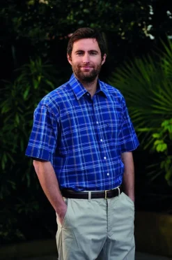 Whitby Check Short Sleeve Shirt Blue by Champion