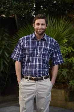 Whitby Check Short Sleeve Shirt Navy by Champion