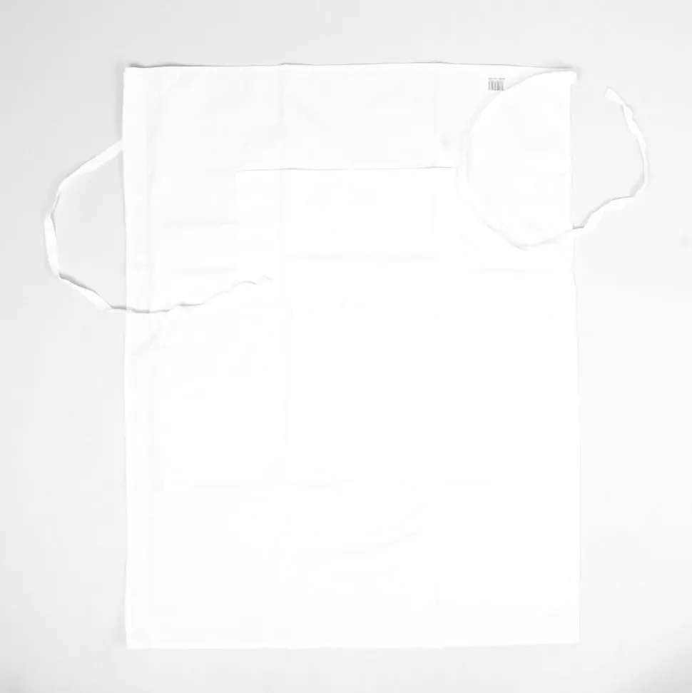White Bar Apron With Pocket 103-006