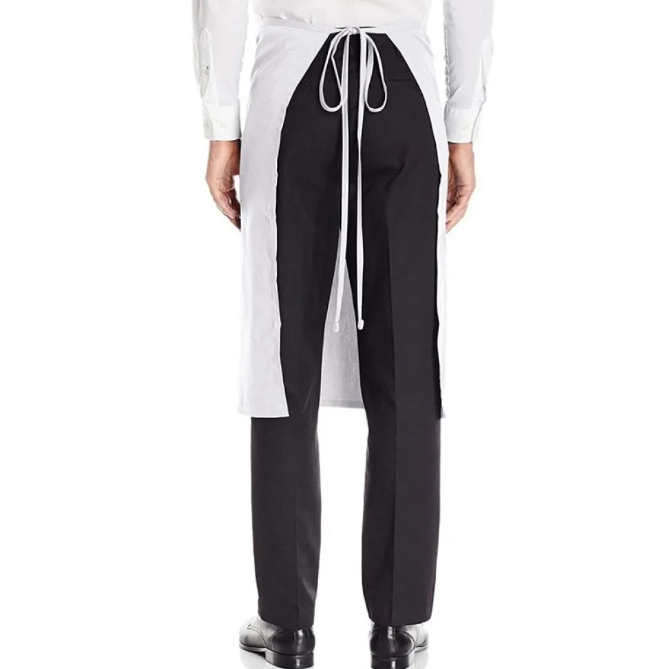White Bar Apron With Pocket 103-006