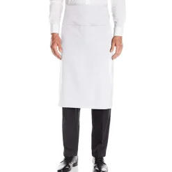 White Bar Apron With Pocket 103-006