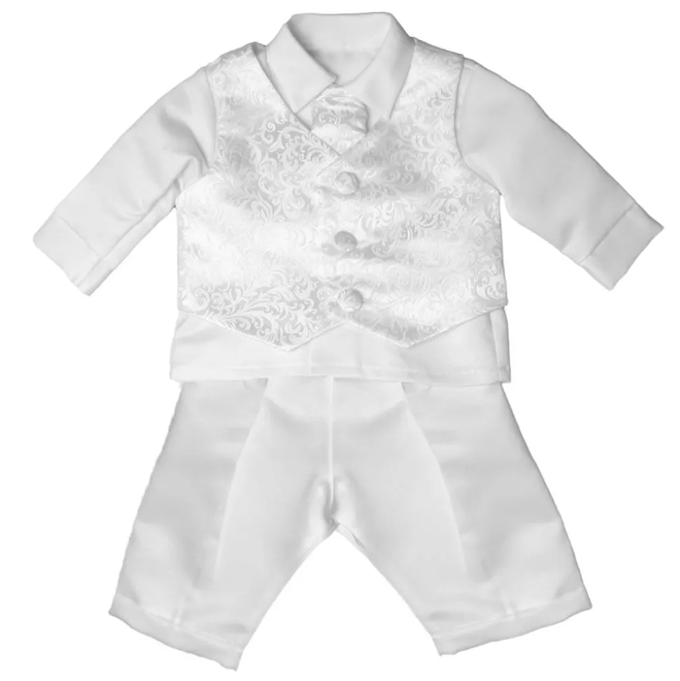 White Floral 4 Piece Christening Suit