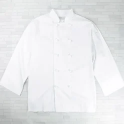 White Knotted Button Chef Jacket