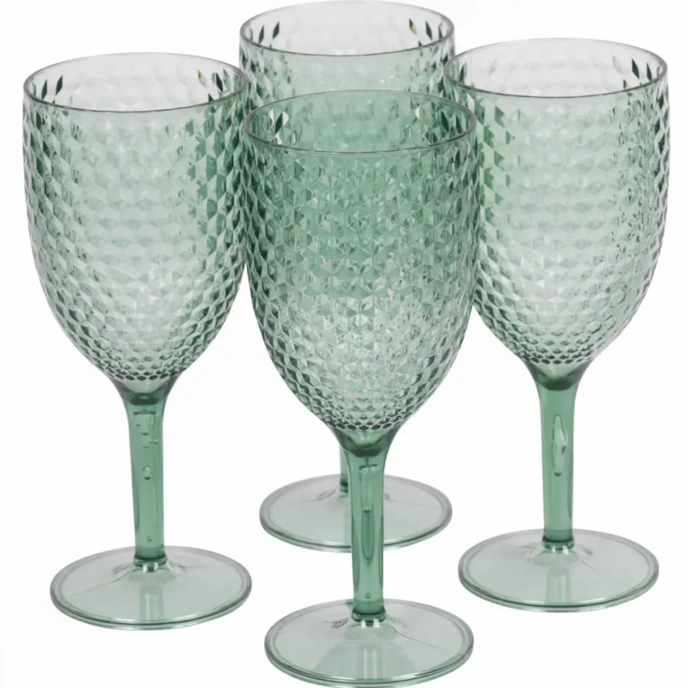 Wine Glasses 4 Piece Fete Diamond Green