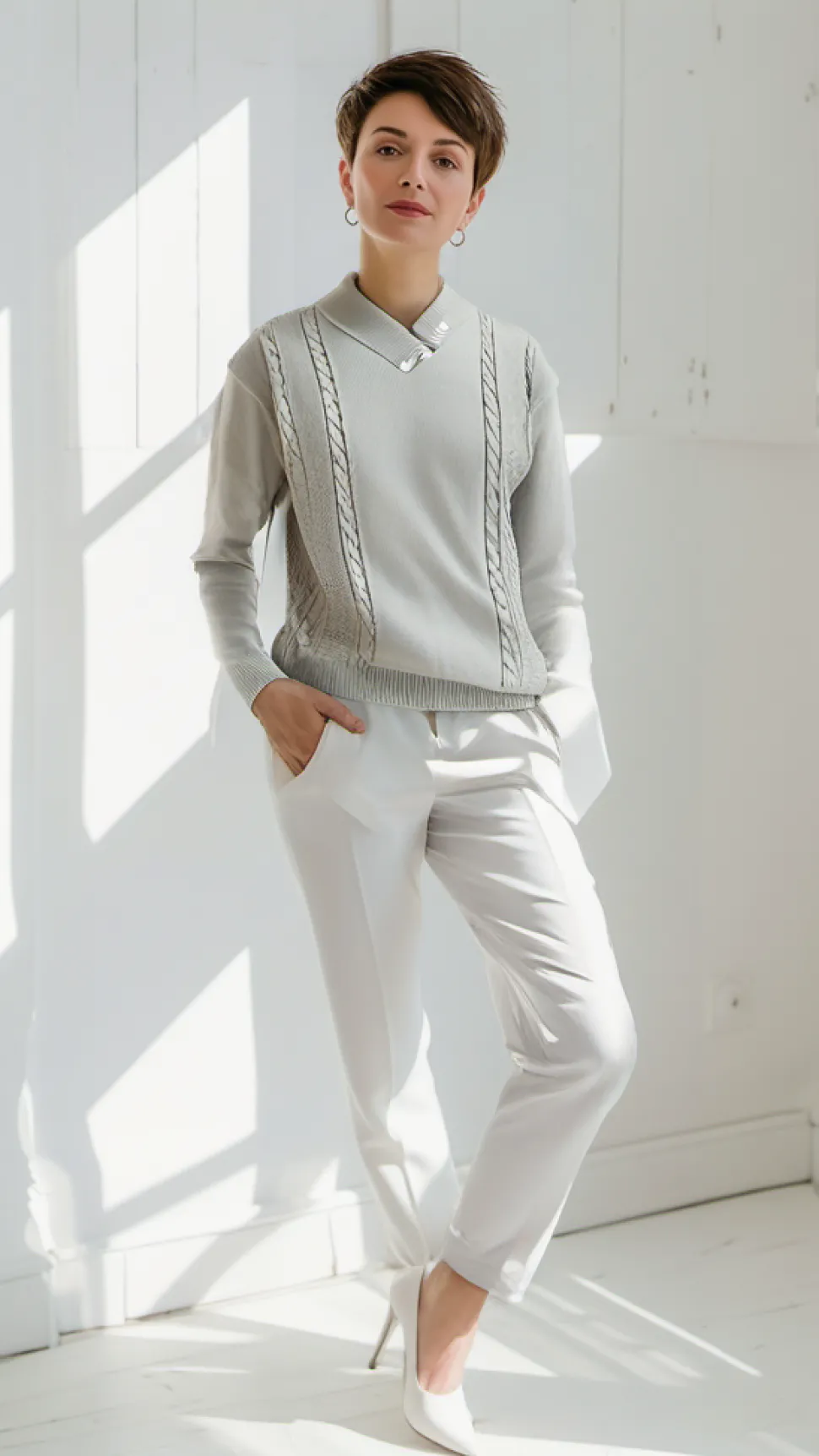Women's 4 Button Jumper Grey
