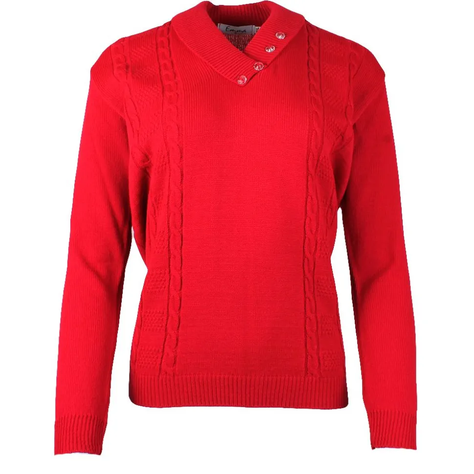 Women's 4 Button Jumper Red