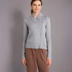 Women's 4 Button Knitted Jumper Grey