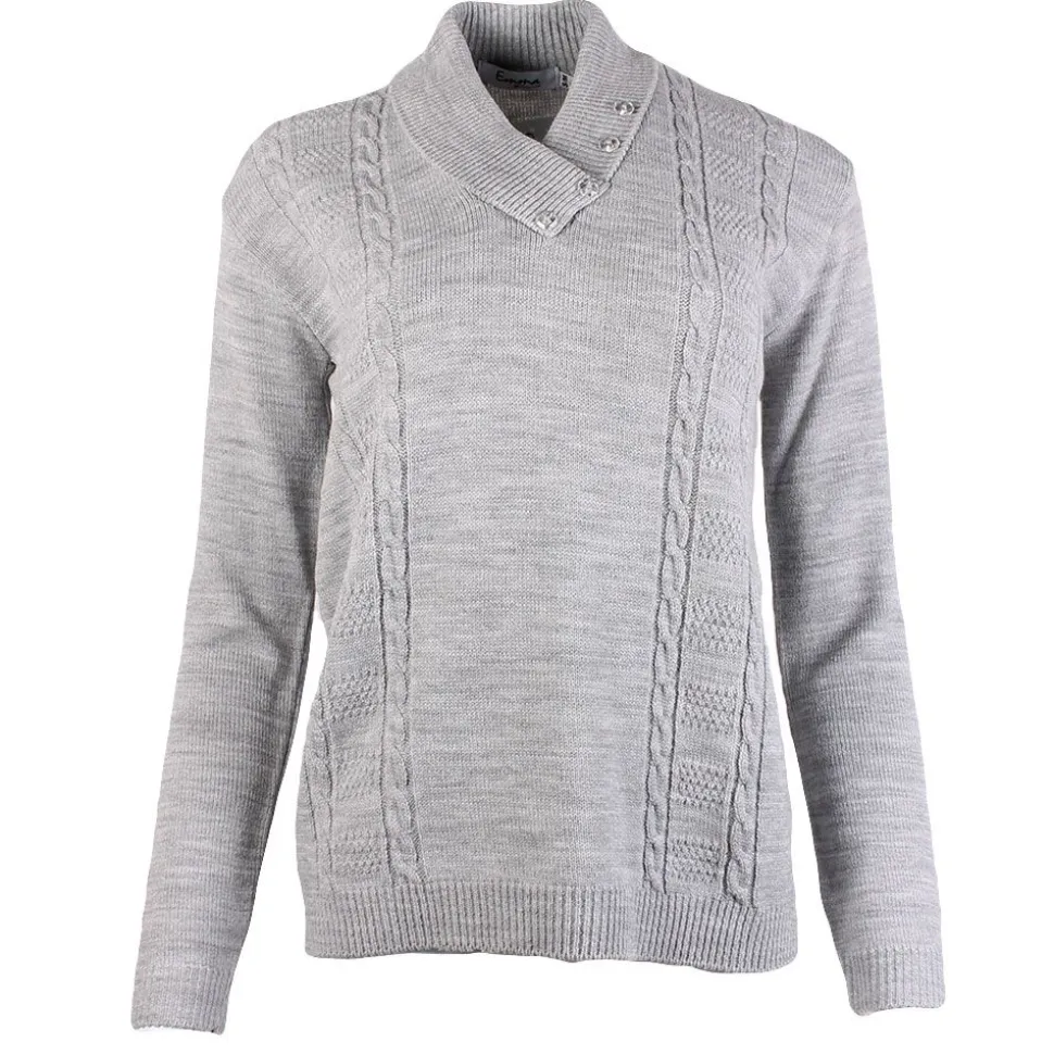 Women's 4 Button Knitted Jumper Grey