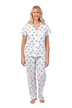 Women's 100% Cotton Butterfly Pyjama's Blue