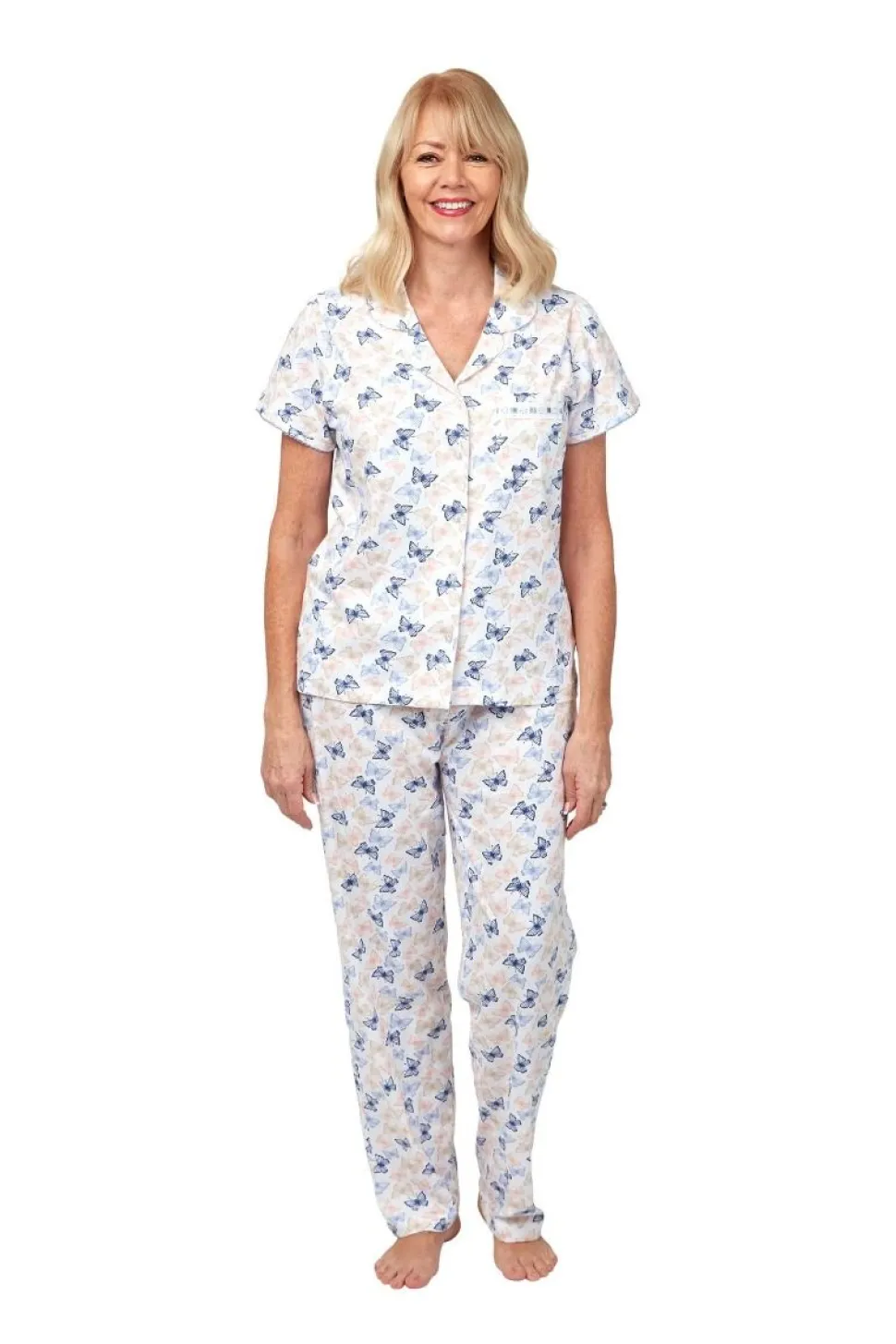 Women's 100% Cotton Butterfly Pyjama's Blue