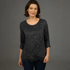Women's 3/4 Sleeve Lace Top Black
