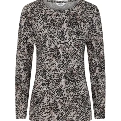 Women's Animal Print Fitted Blouse Beige