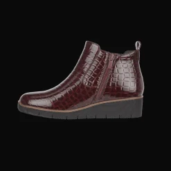 Women's Ankle Boots Walnut Burgundy Croc Style