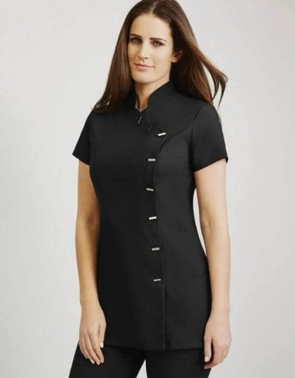 Women's Asymmetrical Jasmine Beautician Tunic - Black
