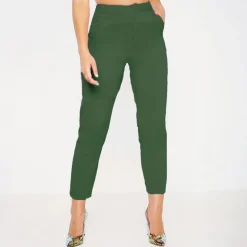 Women's Crop Trousers Dark Khaki