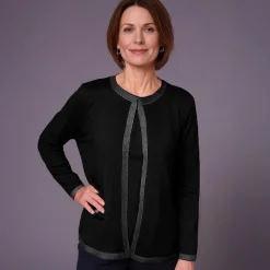 Women's Diamante Twinset Top Black