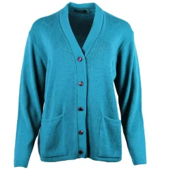 Women's Diamond Knitted Cardigan Teal