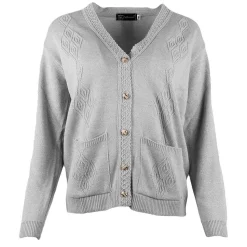 Women's Embroidered Buttoned Cardigan Grey