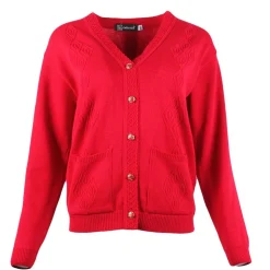 Women's Embroidered Buttoned Cardigan Red