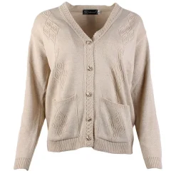Women's Embroidered Buttoned Cardigan Beige