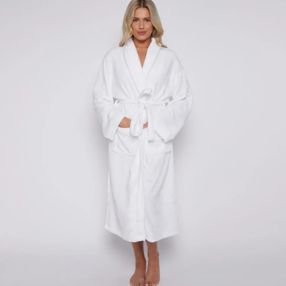 Women's Fleece Bathrobe White