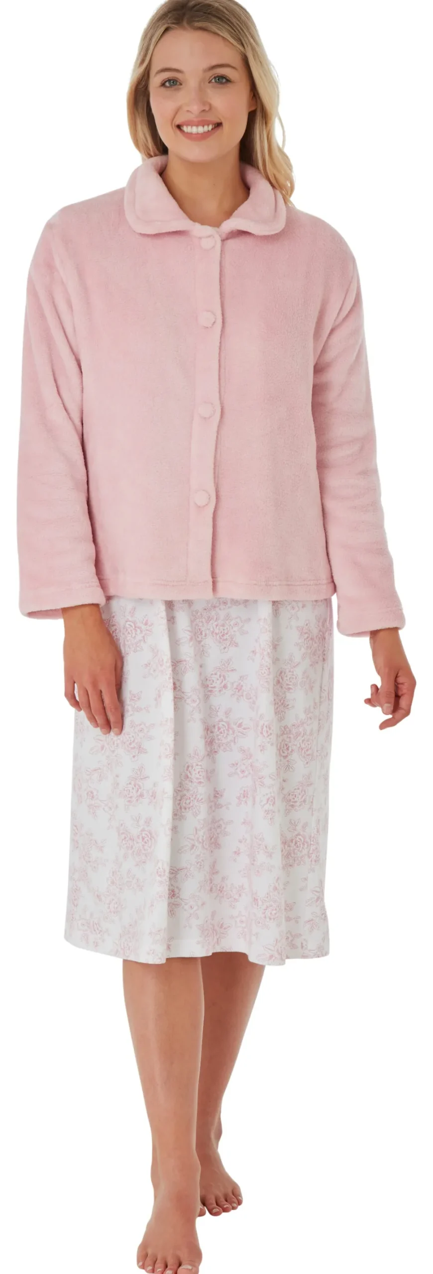 Women's Fleece Button-Up Jacket Pink
