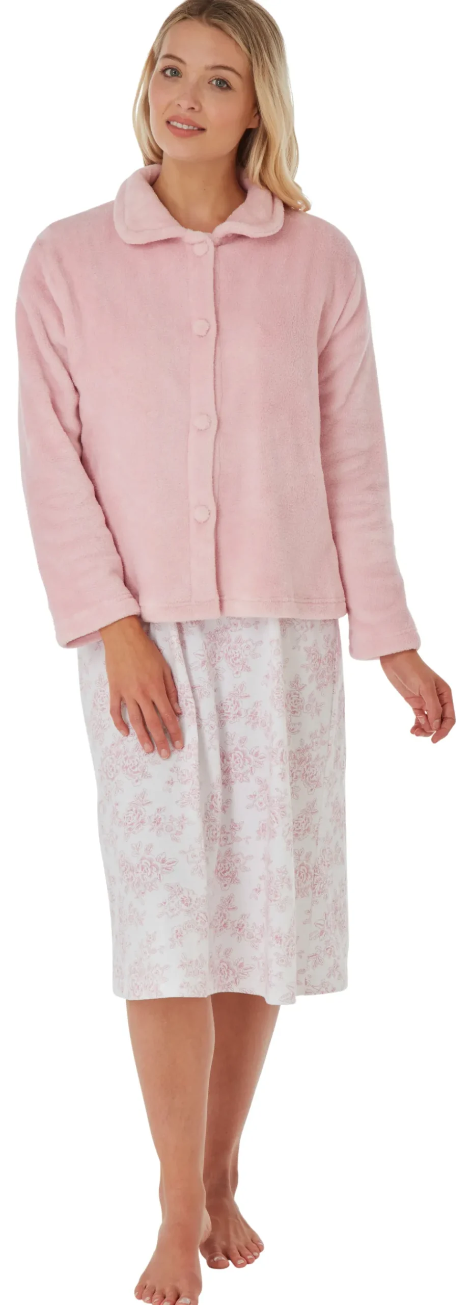 Women's Fleece Button-Up Jacket Pink