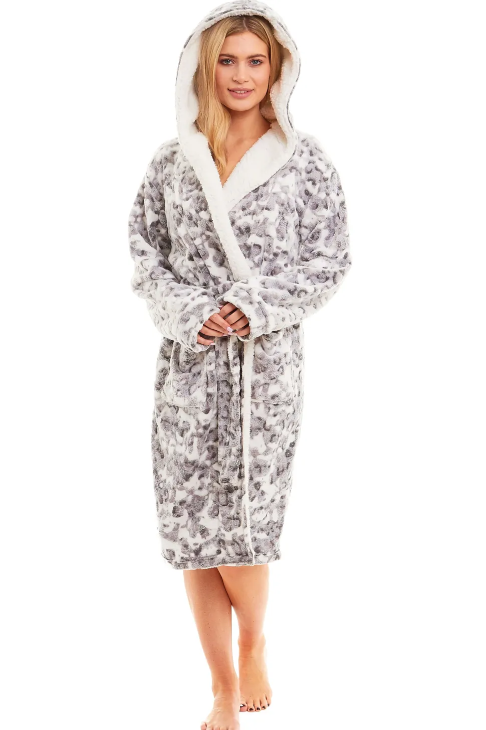 Women's Fleece Dressing Gown - Grey