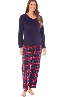 Women's Fleece Pyjamas, Navy