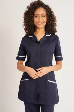 Women's Healthcare Nurses Tunics Navy with White Trim by Behrens