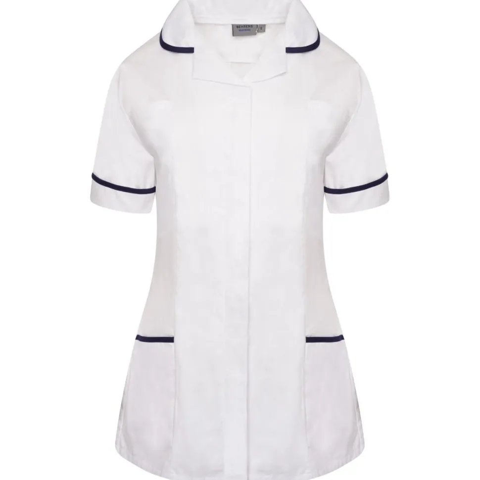 Women's Healthcare Nurses Tunics White with Navy Trim by Behrens