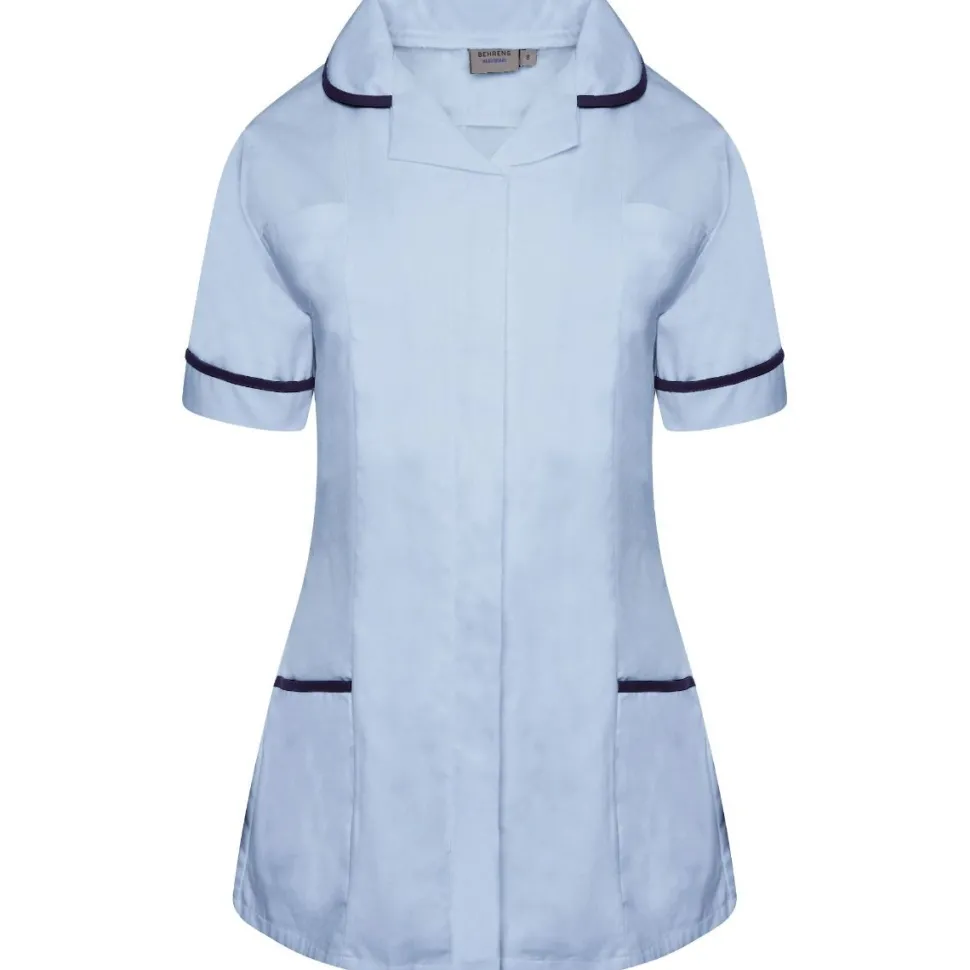Women's Healthcare Nurses Tunics Sky Blue with Navy Trim by Behrens