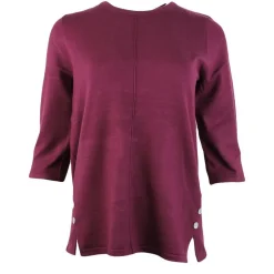 Women's Knitted 3/4 Sleeve Plum Top
