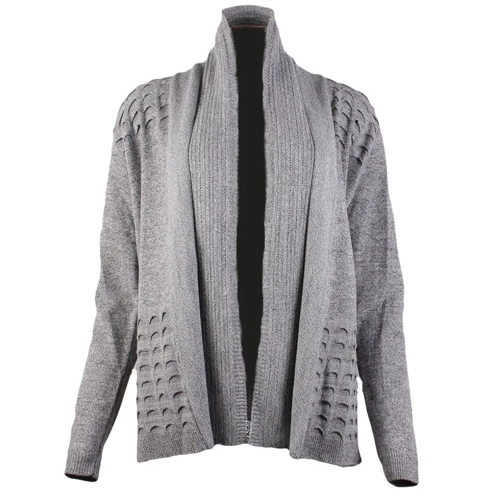 Women's Knitted Cardigan Shawl Grey