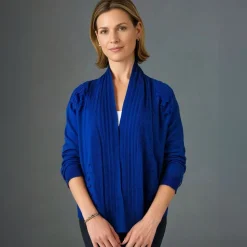 Women's Knitted Cardigan Shawl Blue