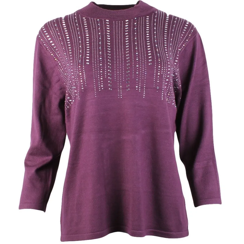 Women's Knitted Dressy Round Neck Sweater Plum