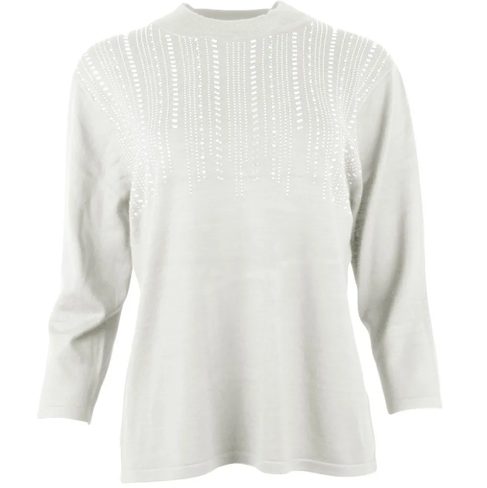 Women's Knitted Dressy Round Neck Sweater Ivory